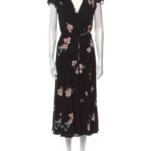 Reformation Black Floral Midi Dress